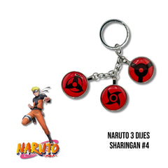 Llavero Metálico Naruto 3 Dijes Sharingan #4