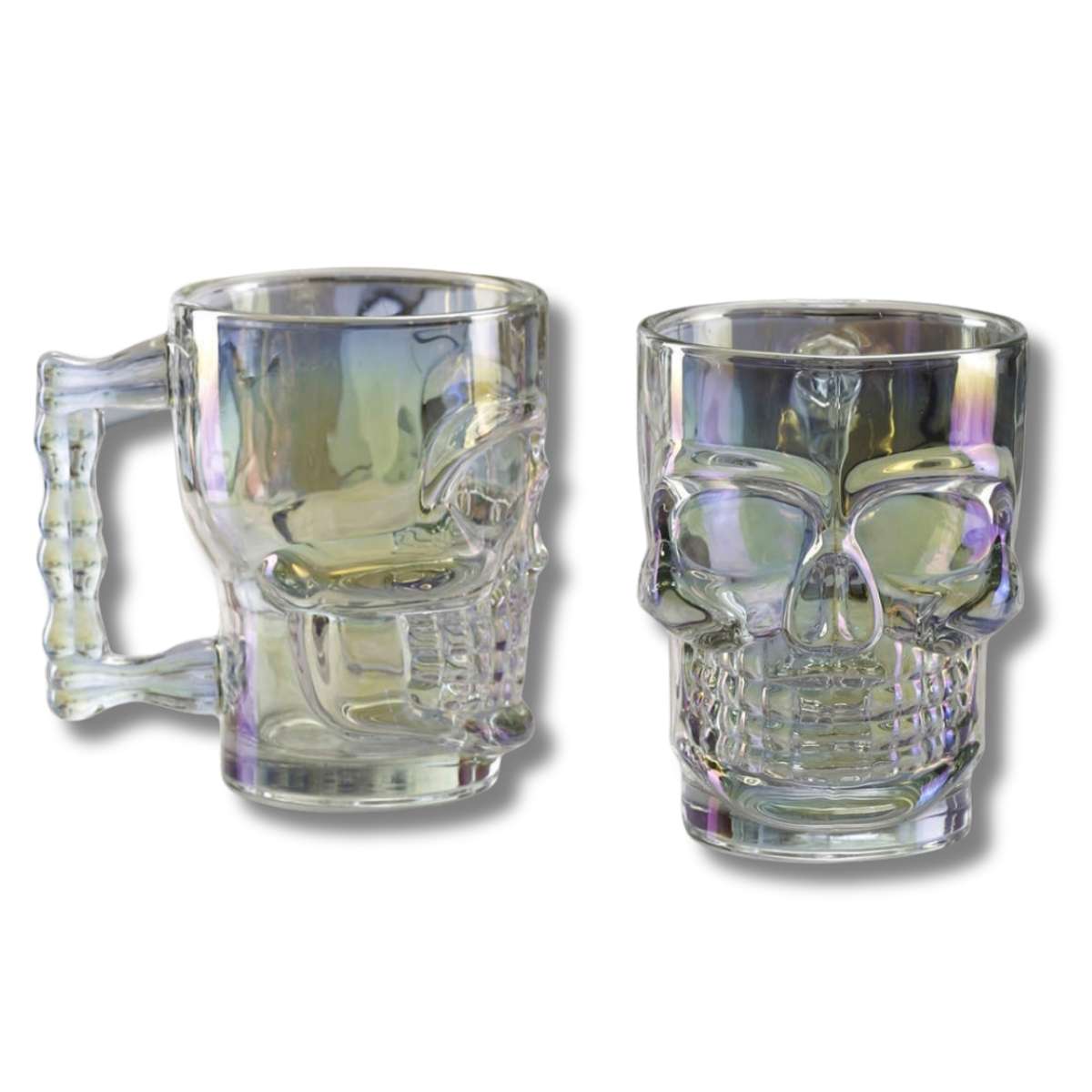 Vaso Cervecero Calavera 500 ml Tornasol (Unidad o Set x 2) Multicolor