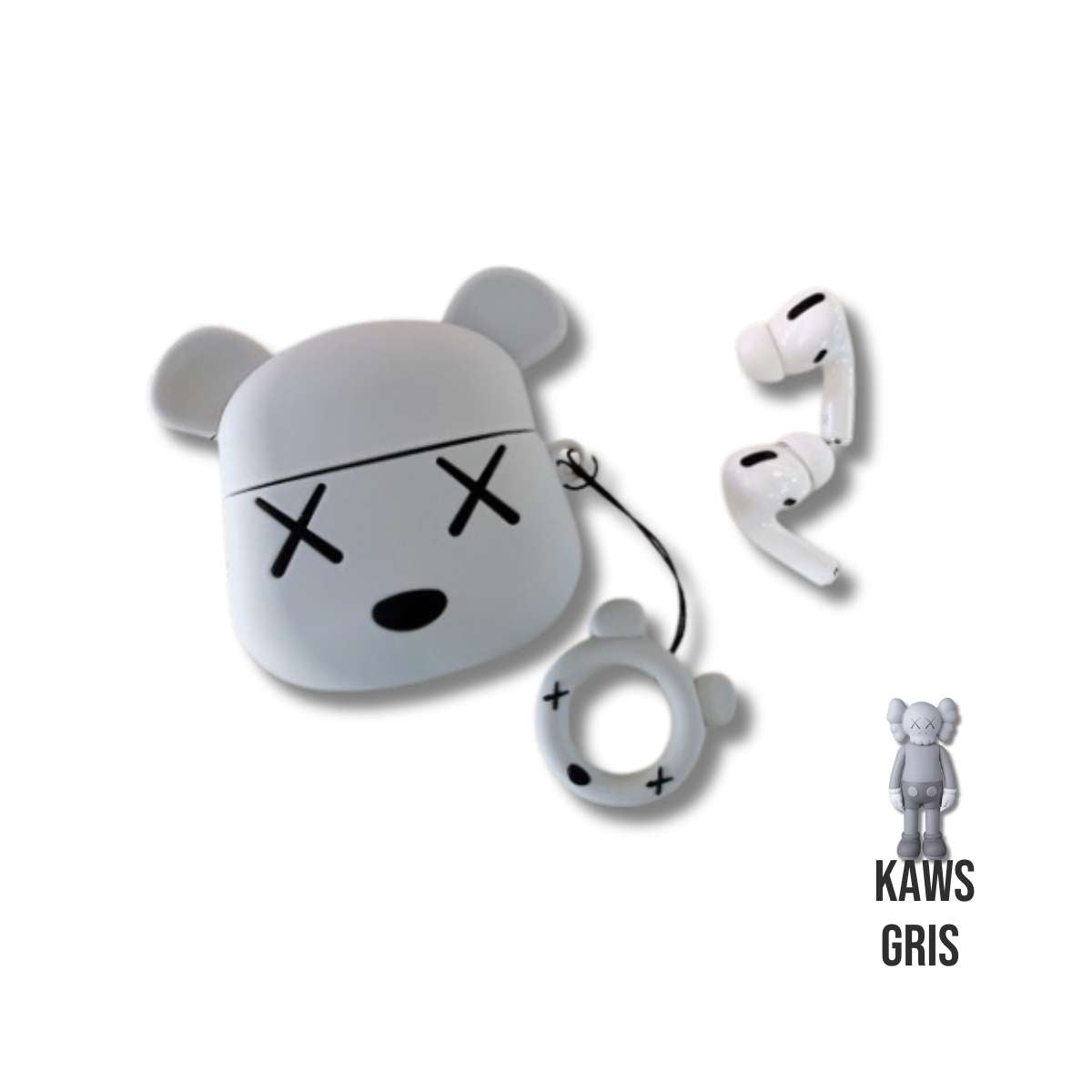 Funda Protectora AirPods Pro Kaws Gris + Ruedita