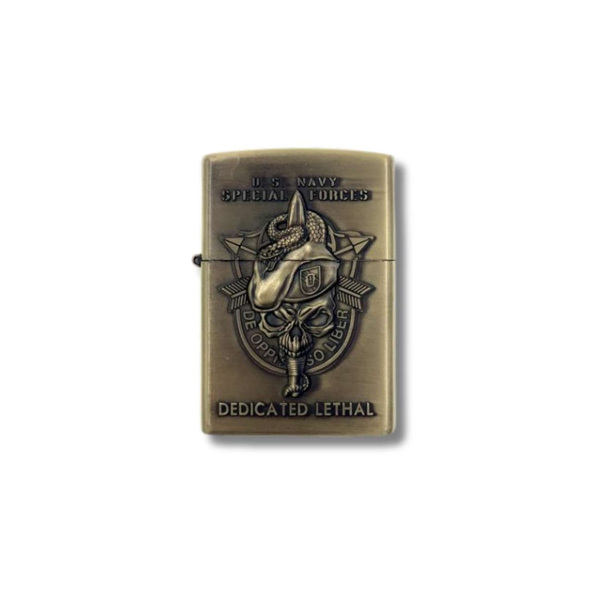 Encendedor Metálico Recargable Tipo Zippo Calavera #14 Dorado