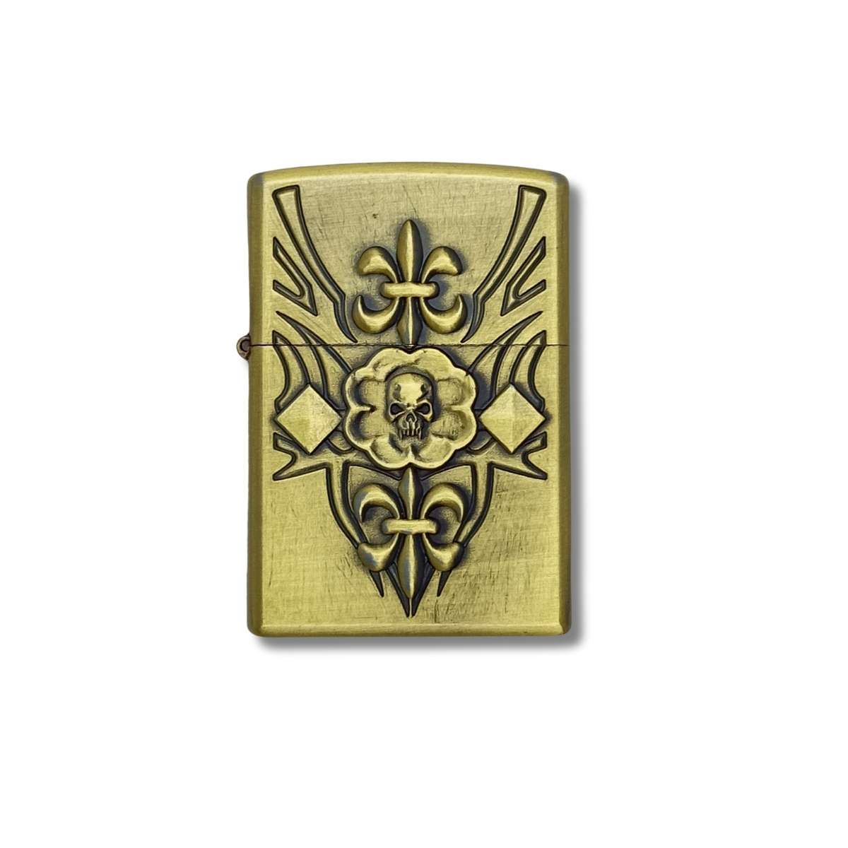 Encendedor Metálico Recargable Tipo Zippo Calavera #13 Dorado