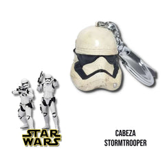 Llavero Cabeza Stormtrooper vista frontal con imagen tematica