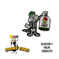 Pin Metálico Silvestre y Piolín Esqueleto