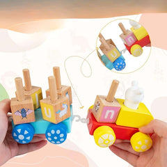 Juego de Madera Tren Bloques de Construcción Apilables del Alfabeto Multicolor