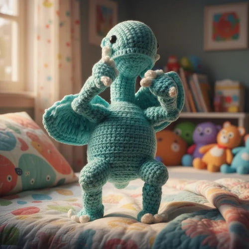 Amigurumi Dragon Blanco de Ojos Azules