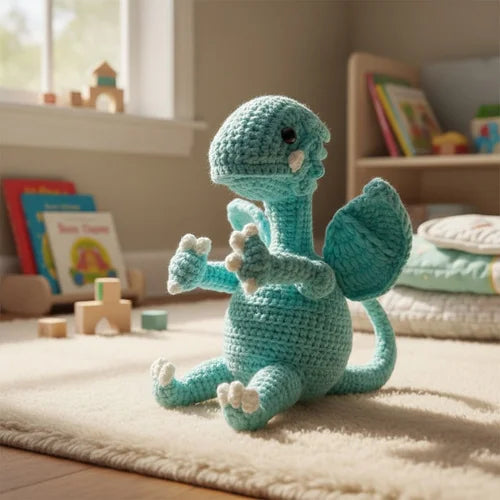 Amigurumi Dragon Blanco de Ojos Azules