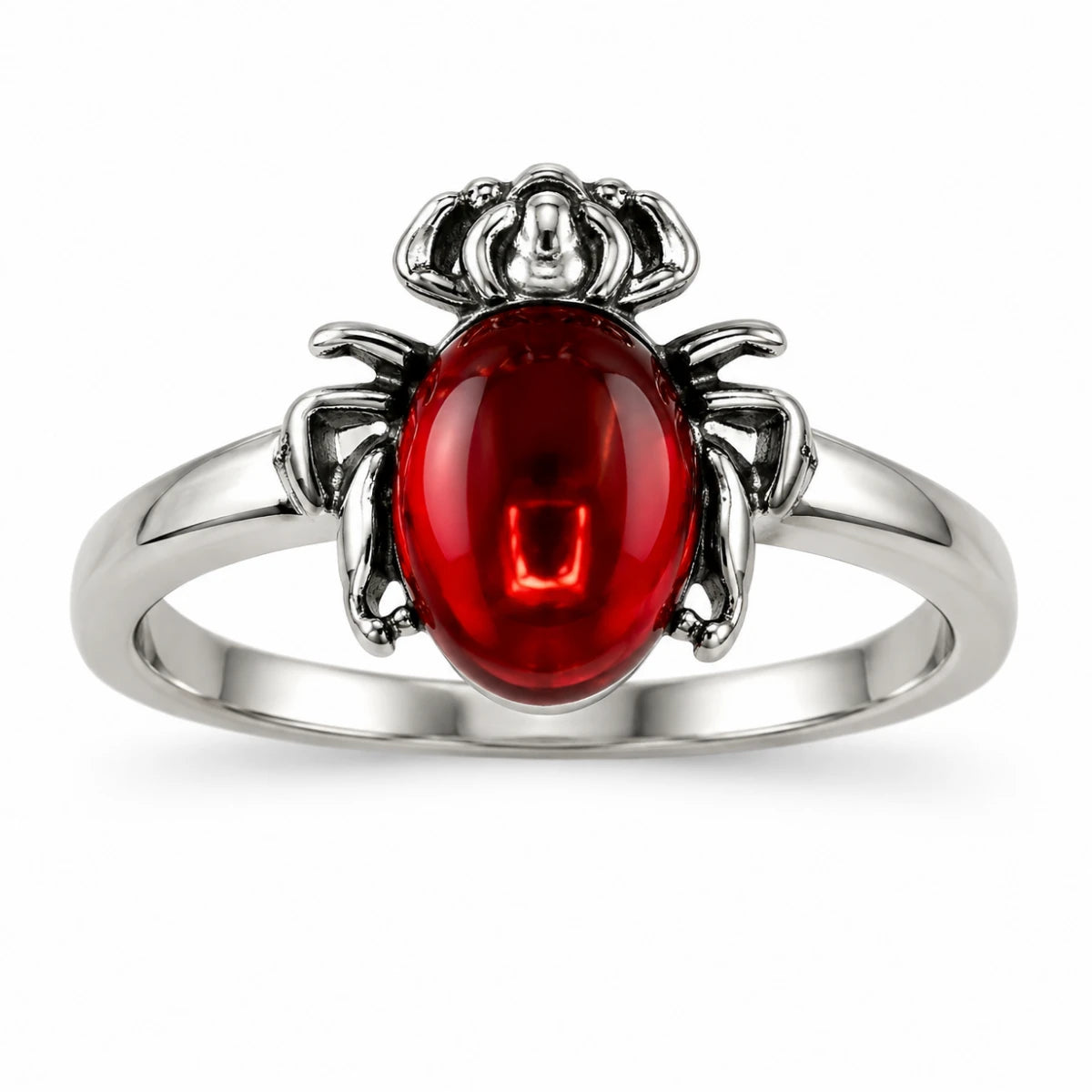 Anillo Araña con Piedra Roja