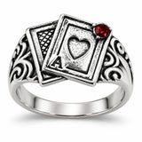 Anillo Cartas As con Piedra Roja