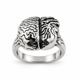 Anillo Cerebro Corazón Plateado