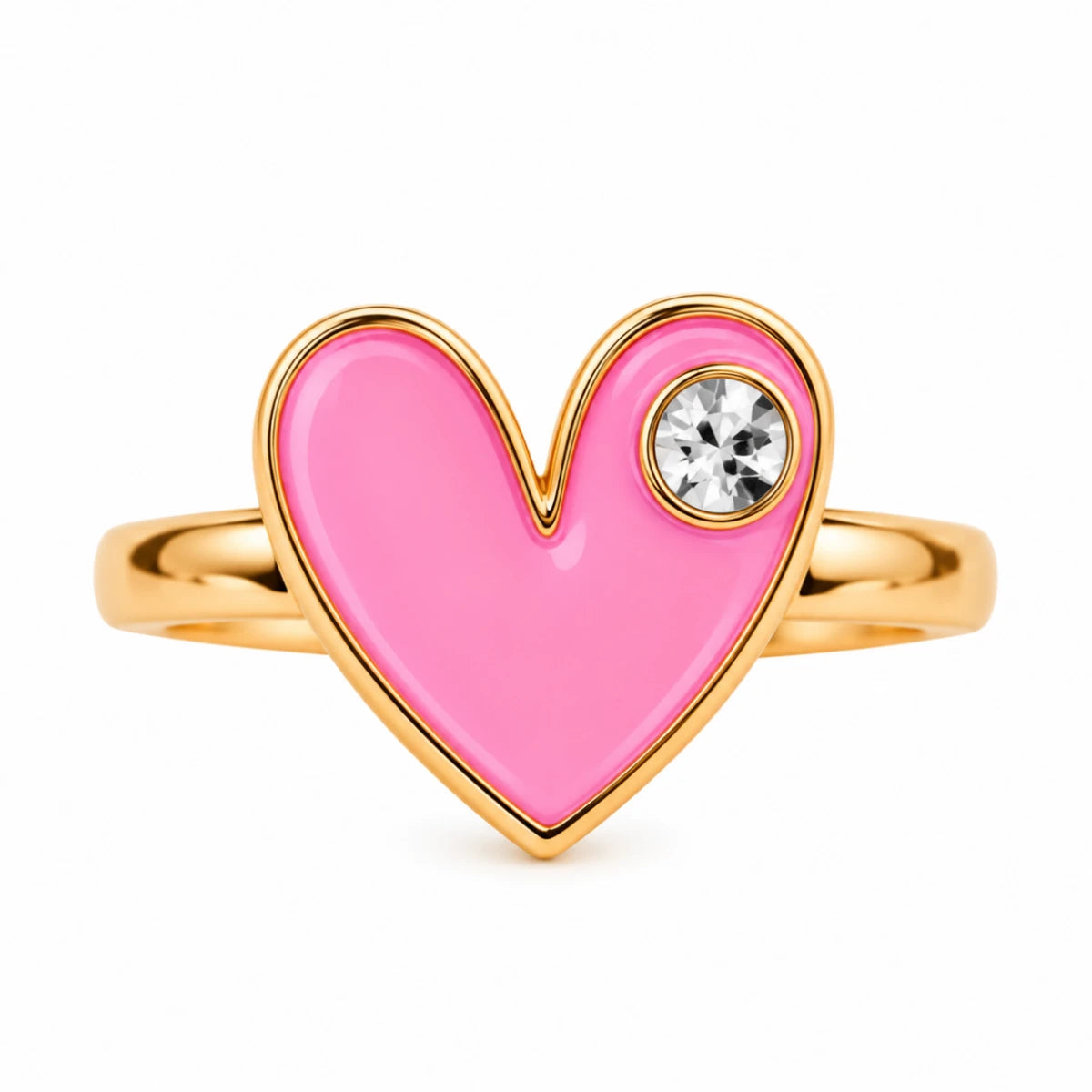 Anillo Corazón Rosa Brillante