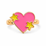 Anillo Corazón Rosa Estrellado