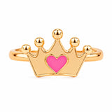 Anillo Corona con Corazón Rosa