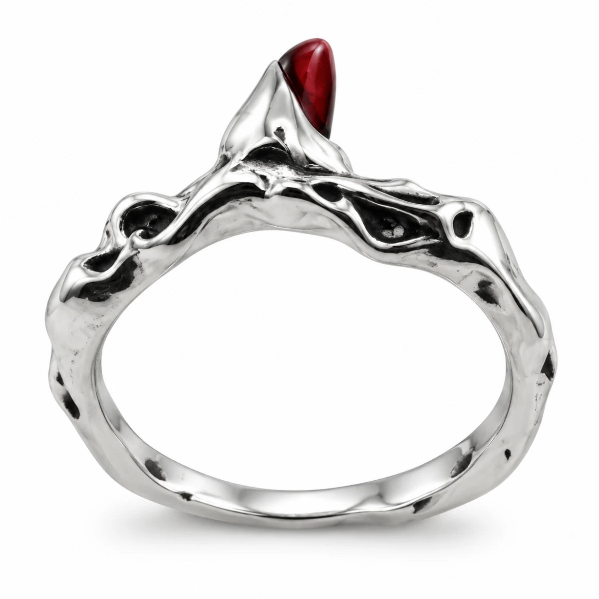 Anillo Espina con Piedra Roja