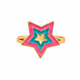 Anillo Estrella Rosa y Turquesa
