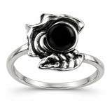 Anillo Flor Gótica con Piedra Negra