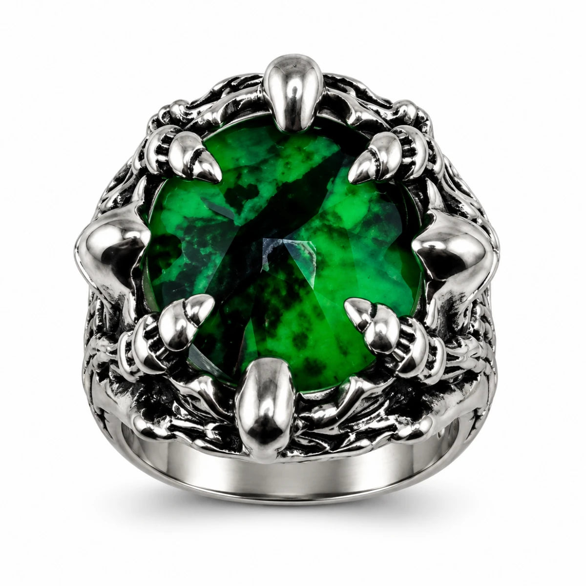 Anillo Garra con Ojo Verde