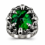 Anillo Garra con Ojo Verde