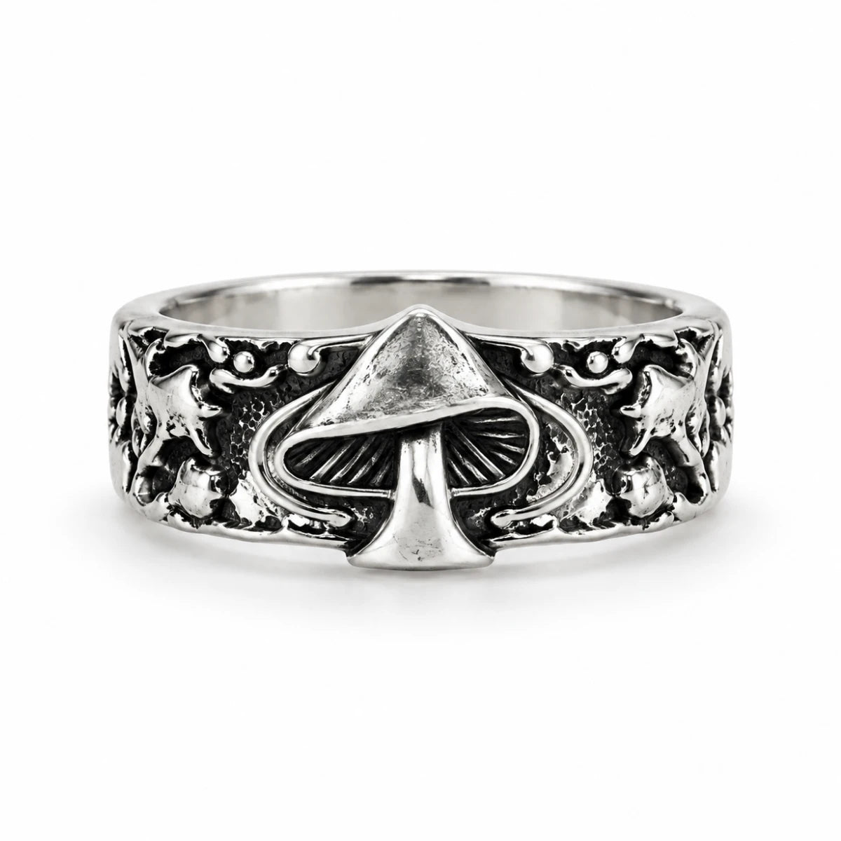 Anillo Hongo Gótico Plateado