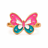 Anillo Mariposa Rosa y Turquesa