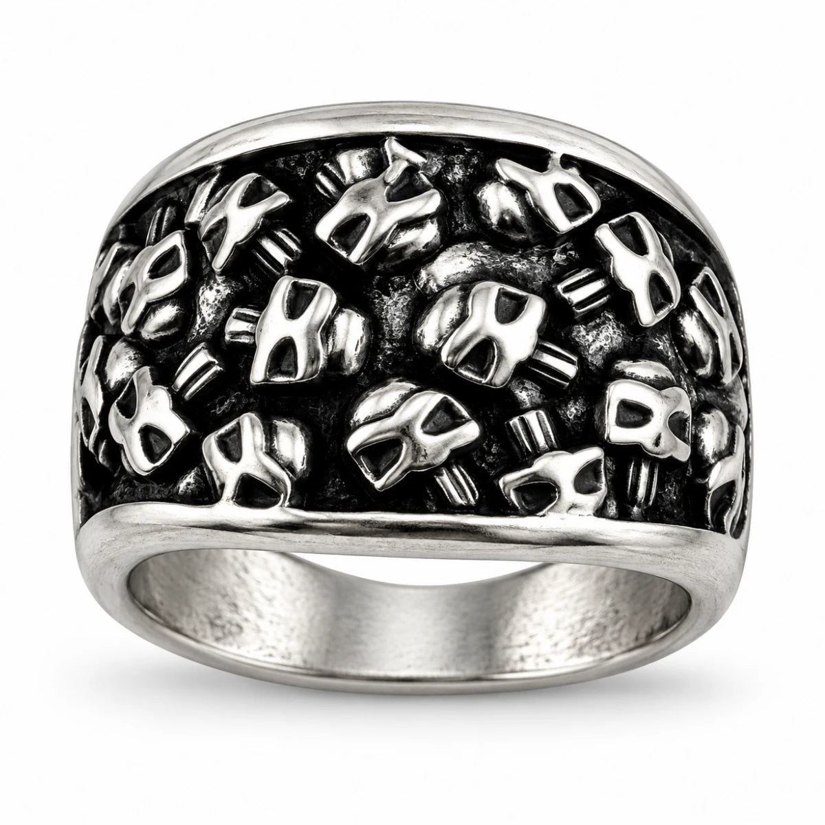 Anillo Múltiples Calaveras Plateado
