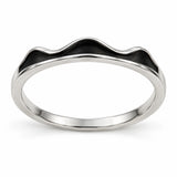Anillo Ondas Negro y Plateado