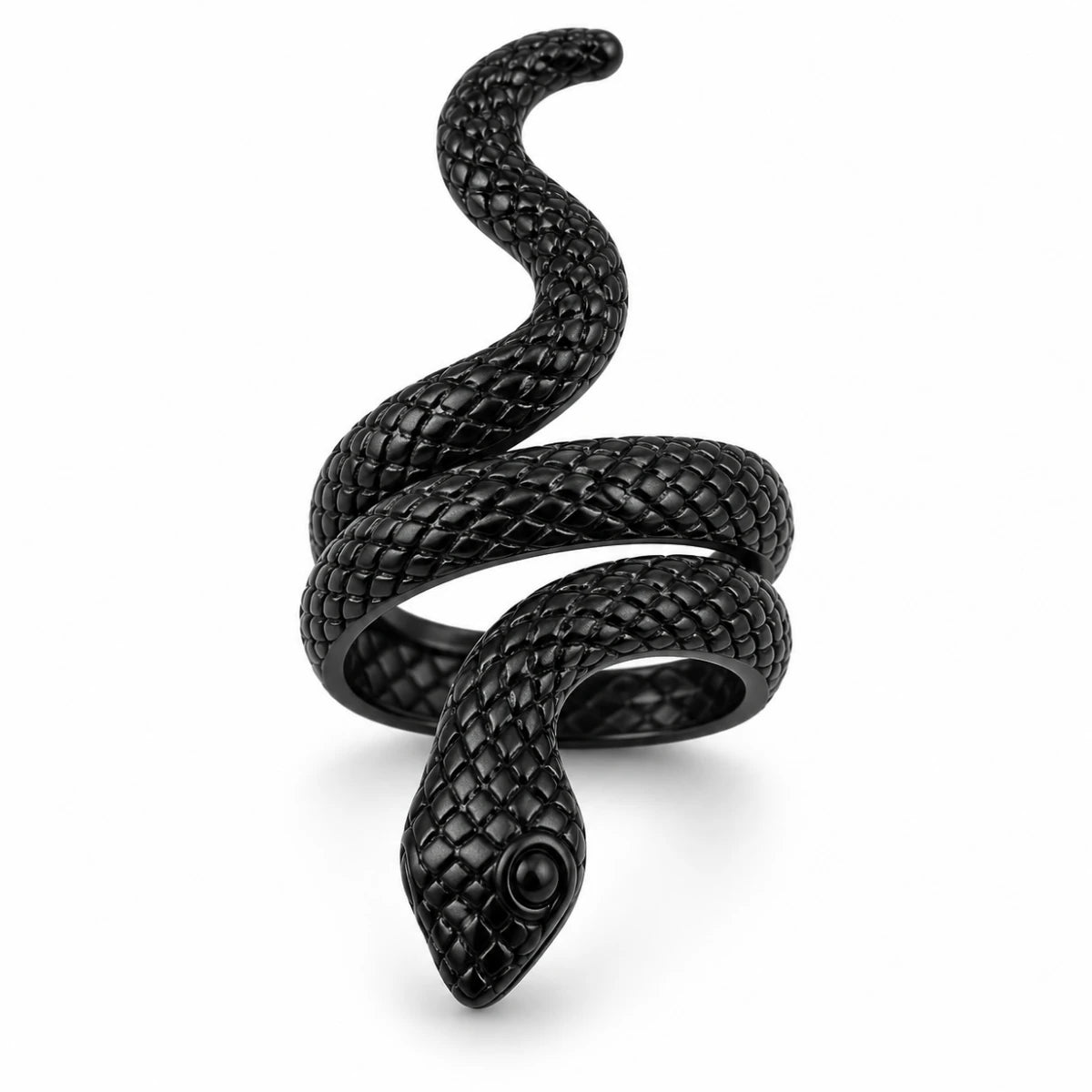 Anillo Serpiente Enroscada Espiral Negra