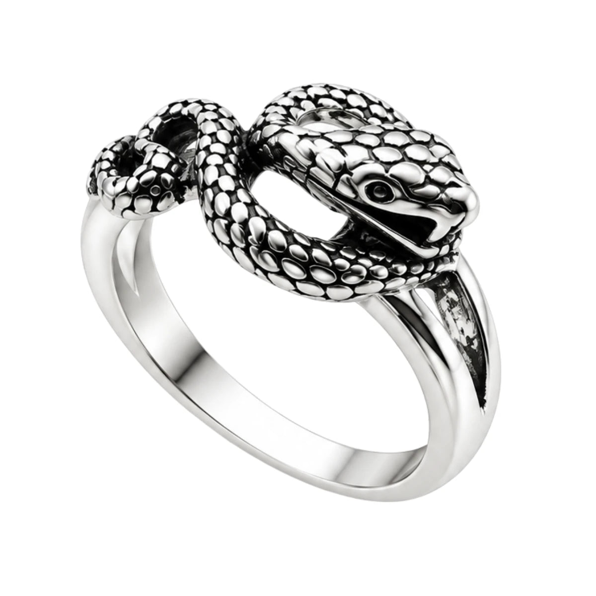 Anillo Serpiente Enroscada Espiral Plateada