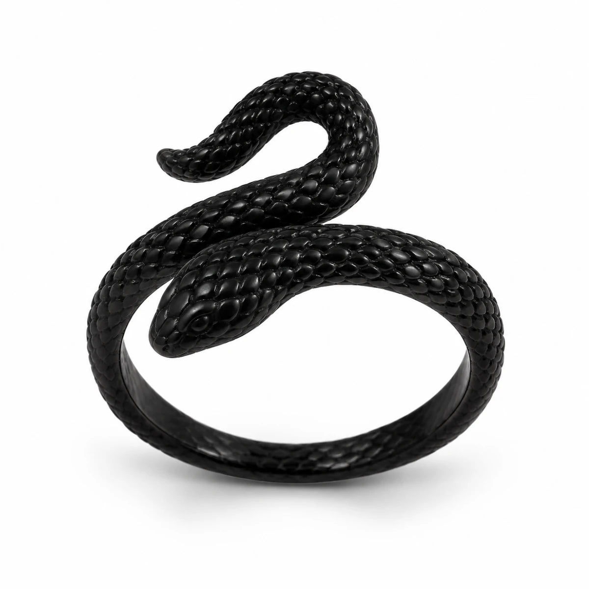 Anillo Serpiente Enroscada Negra