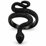 Anillo Serpiente Enroscada Negra Texturizada