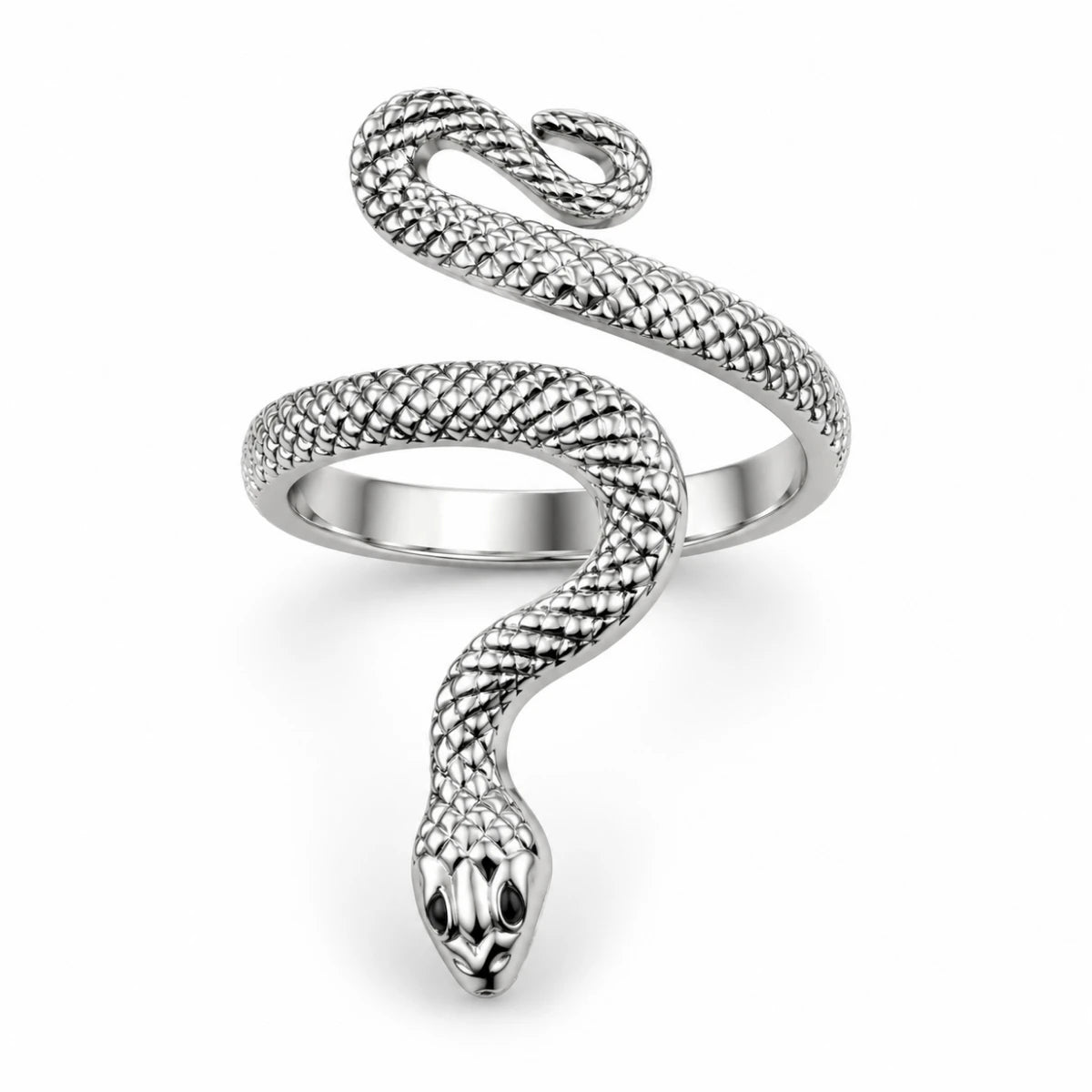 Anillo Serpiente Espiral Plateada