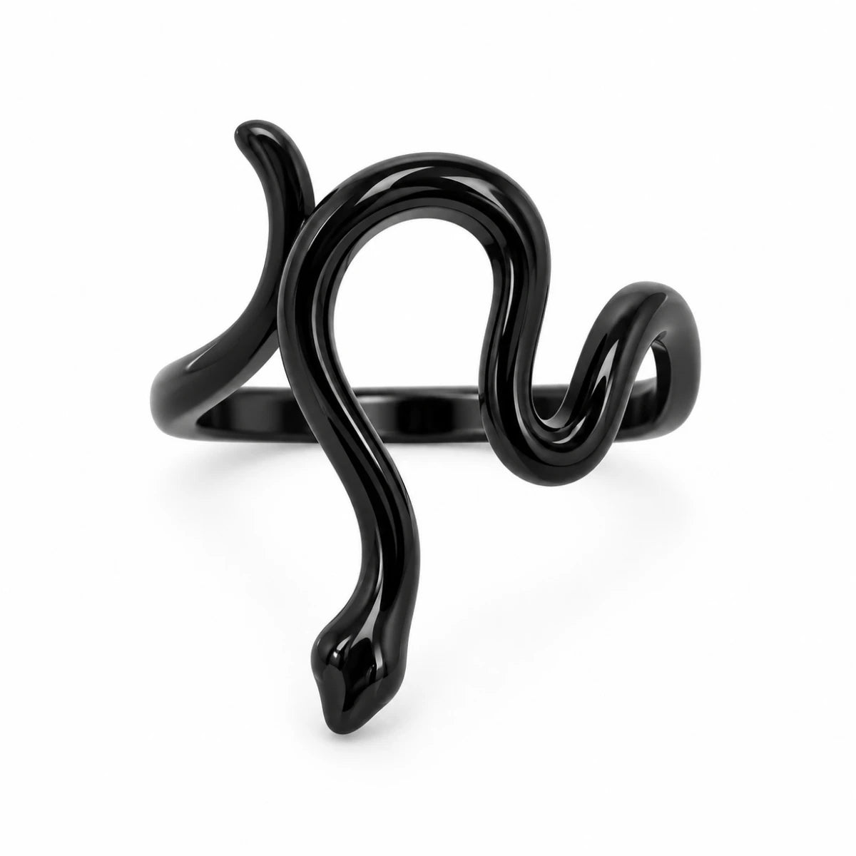 Anillo Serpiente Minimalista Espiral Negra