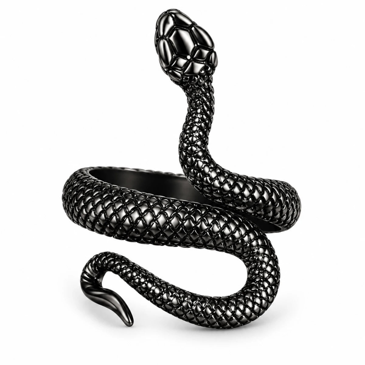 Anillo Serpiente Negra Enroscada