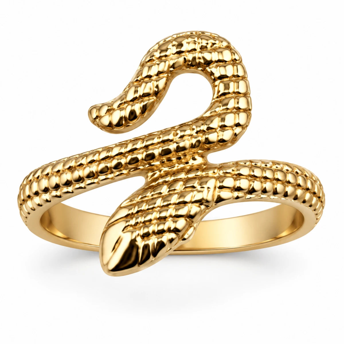 Anillo Serpiente Texturizada Dorada