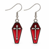 Aretes Ataúd Rojo con Cruz