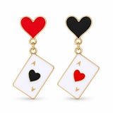 Aretes Carta As de Corazones Rojo y Negro