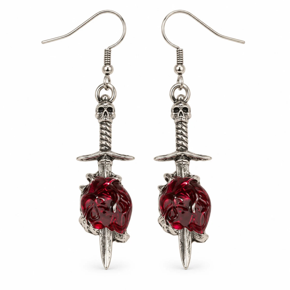 Aretes Espada con Corazón Anatómico