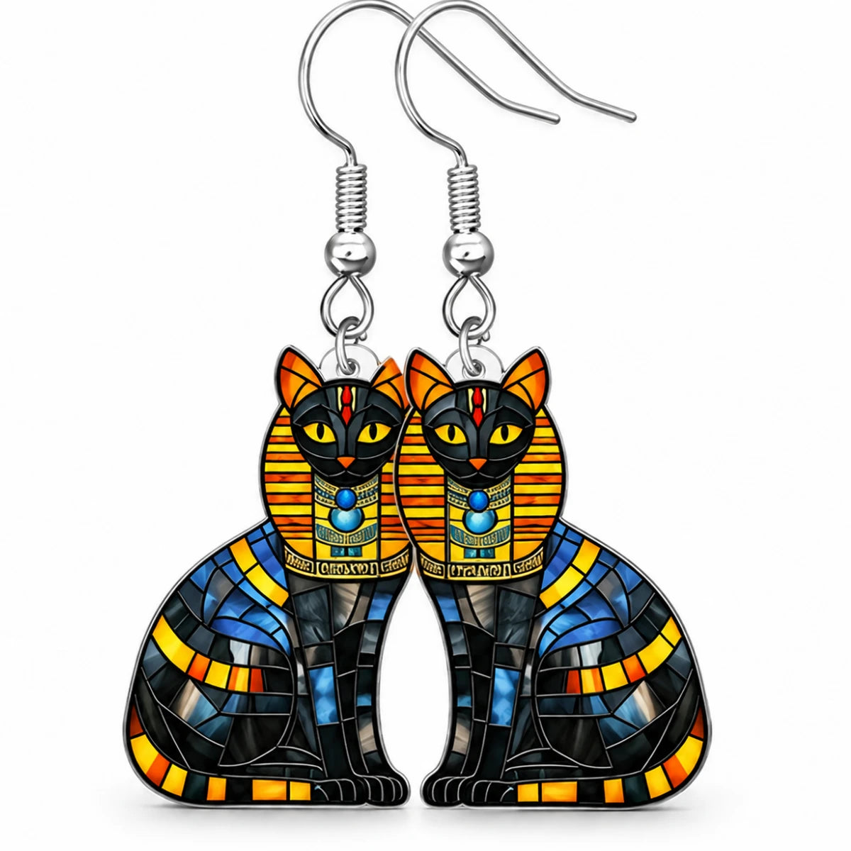 Aretes Gato Egipcio Bastet Vitral