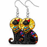 Aretes Gato Egipcio Negro Vitral