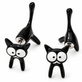 Aretes Gato Negro 3D con Cola Larga