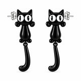 Aretes Gato Negro con Cola Colgante