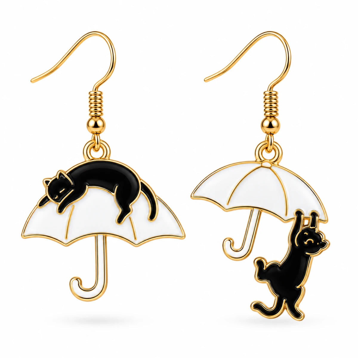 Aretes Gato Negro con Paraguas