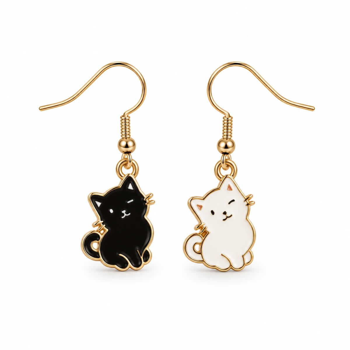 Aretes Gato Negro y Gato Blanco
