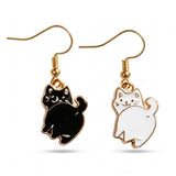 Aretes Gato Negro y Gato Blanco Kawaii