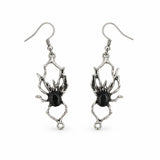 Aretes Metálicos Araña con Piedra Negra