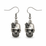 Aretes Metálicos Calavera con Flor