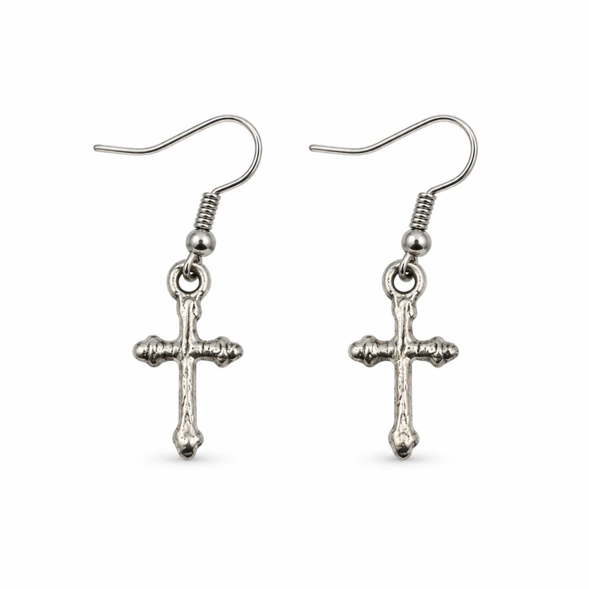 Aretes Metálicos Cruz Gótica