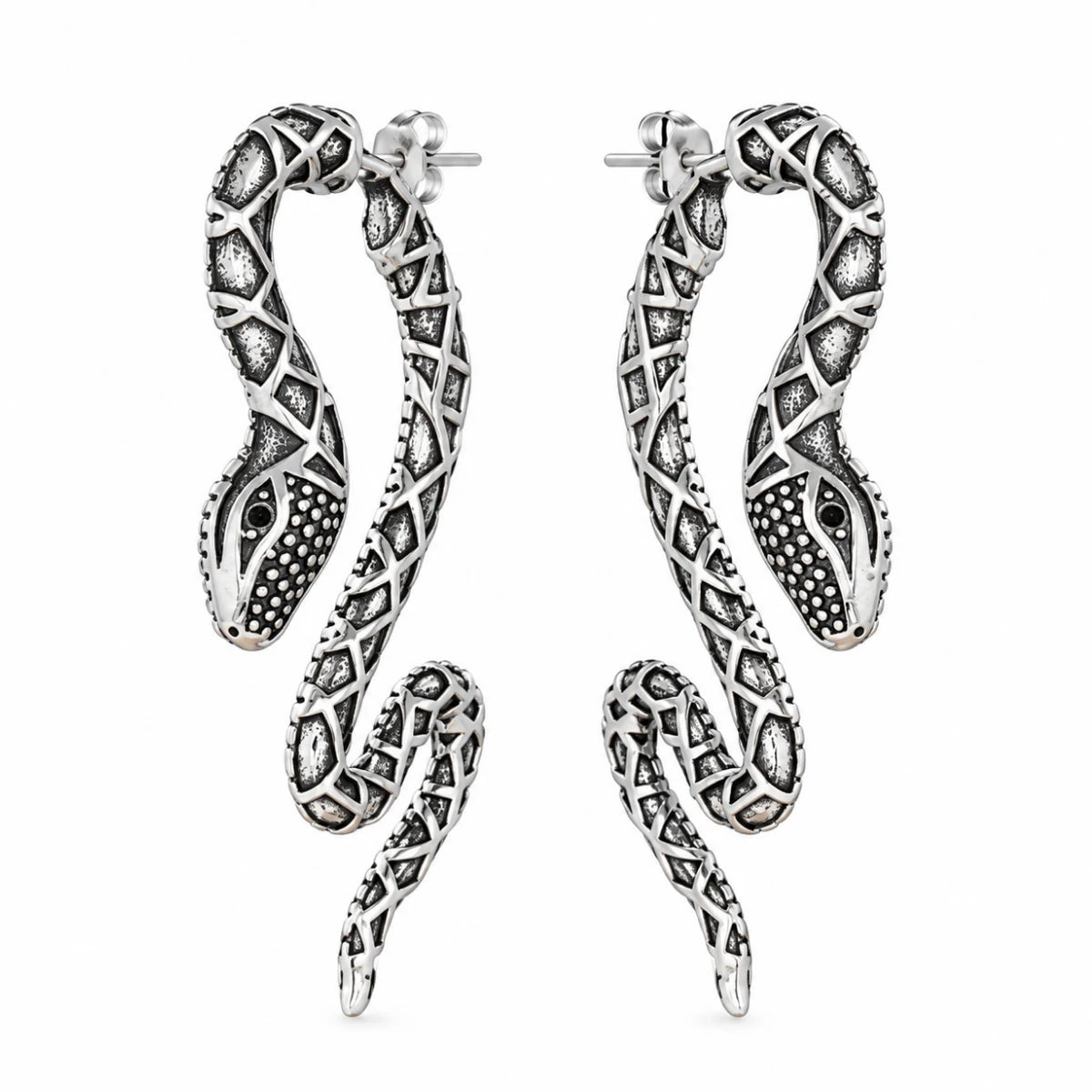 Aretes Serpiente Plateada