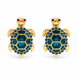 Aretes Tortuga Azul con Dorado
