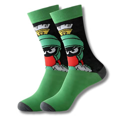 Calcetines largos verdes con diseño de Marvin el Marciano – inspiración Looney Tunes