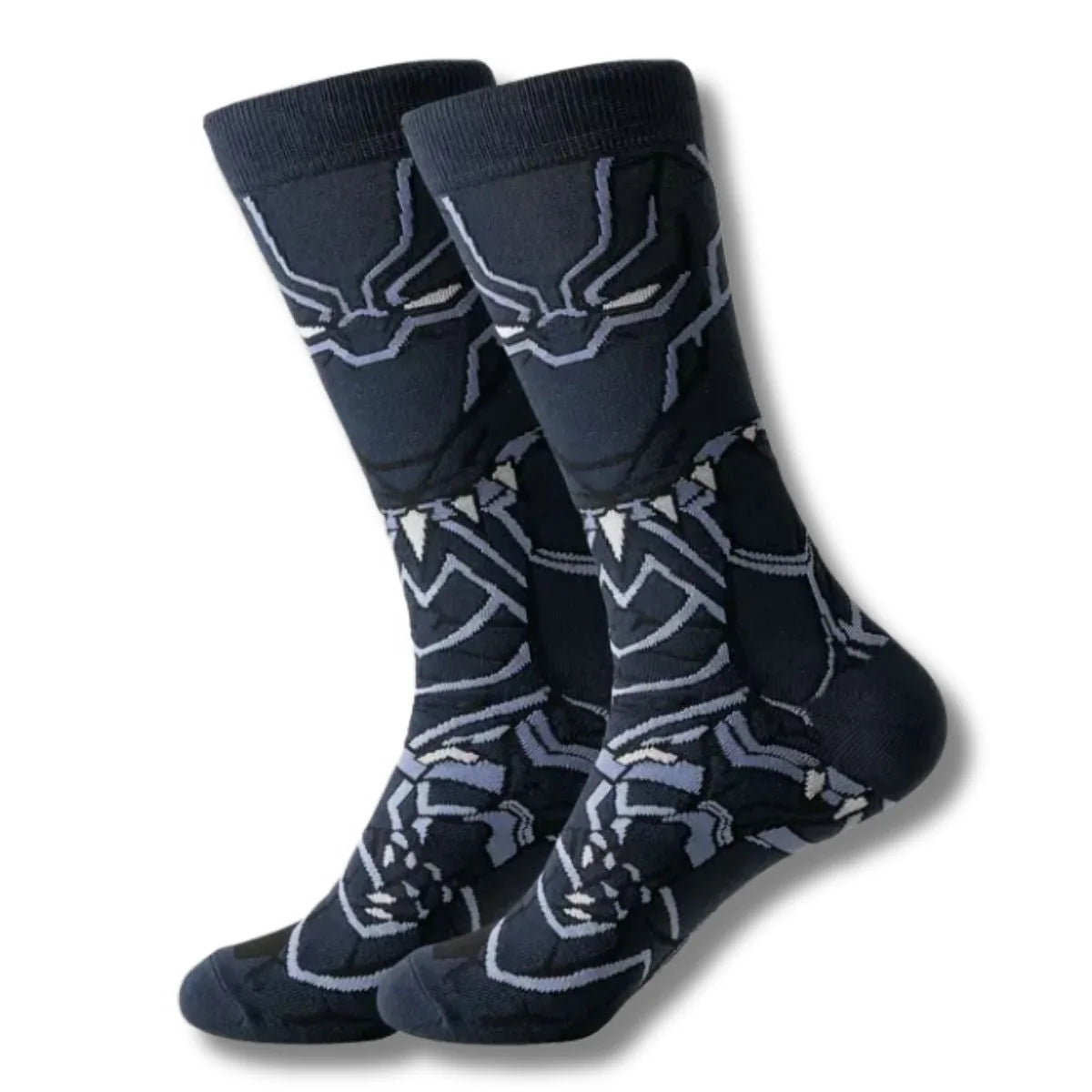 Calcetines largos negros con diseño de Pantera Negra – estilo inspirado en Marvel